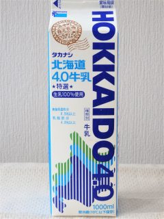 タカナシ北海道4.0牛乳のパッケージ